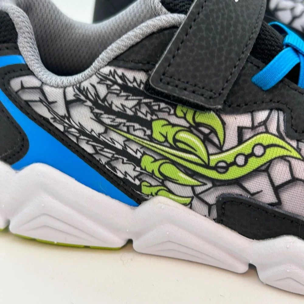 Saucony Kids Dragon Scale Athletic Sneakers Black Blue Green SK267957 3M Claw
